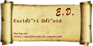 Eszlári Dávid névjegykártya